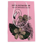 Aangepaste tekst Roze Flamingo Medium Cadeauzakje (Voorkant)