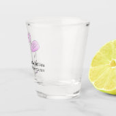 Aangepaste tekst Roze Flamingo shot glas (Rechts)