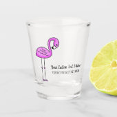 Aangepaste tekst Roze Flamingo shot glas (Voorkant)