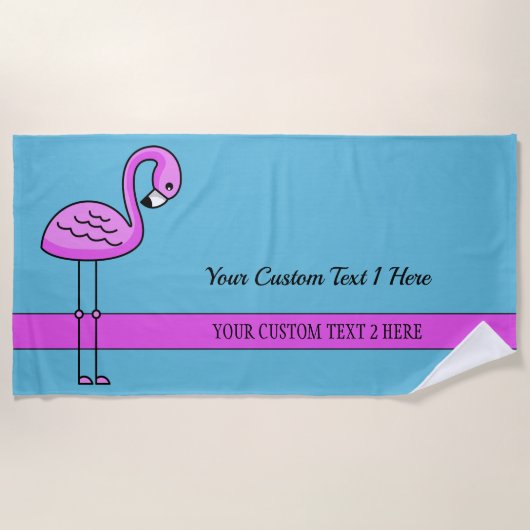Aangepaste tekst Roze Flamingo strandlaken (Voorkant)