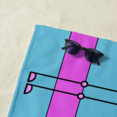 Aangepaste tekst Roze Flamingo strandlaken (In situ)