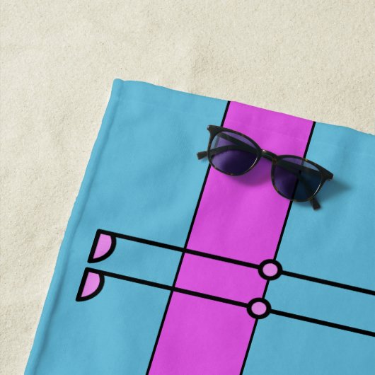 Aangepaste tekst Roze Flamingo strandlaken (In situ)