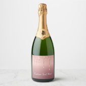 Aangepaste tekst Roze goud blozen glitters glinste Sparkling Wijnetiket (Voorkant)