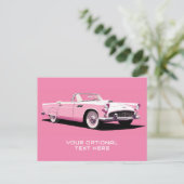 Aangepaste tekst Roze Klassieke Auto Briefkaart (Staand voorkant)