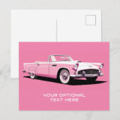 Aangepaste tekst Roze Klassieke Auto Briefkaart (Voorkant / Achterkant)