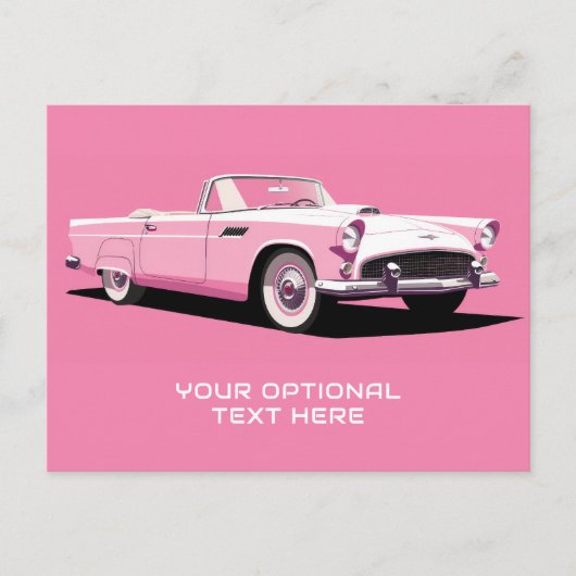 Aangepaste tekst Roze Klassieke Auto Briefkaart (Voorkant)
