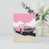 Aangepaste tekst Roze Klassieke Auto Briefkaart (Staand voorkant)
