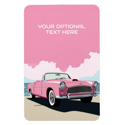 Aangepaste tekst Roze Klassieke Auto Magneet (Verticaal)