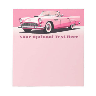 Aangepaste tekst Roze Klassieke Auto Notitieblok