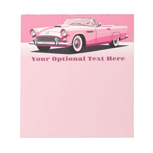 Aangepaste tekst Roze Klassieke Auto Notitieblok (Voorkant)