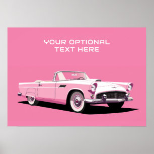 Aangepaste tekst Roze Klassieke Auto Poster