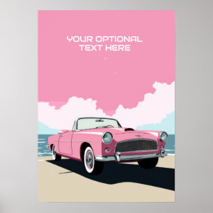 Aangepaste tekst Roze Klassieke Auto Poster