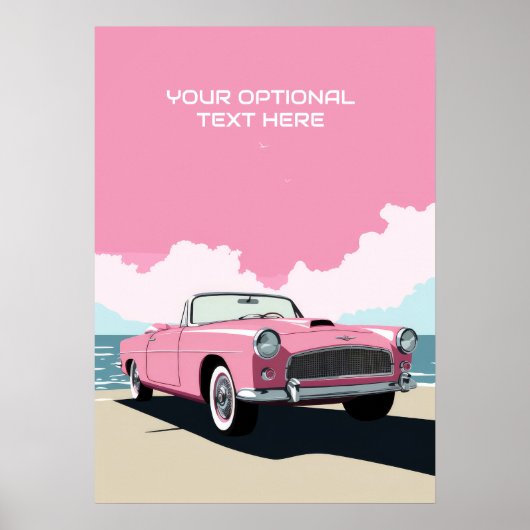 Aangepaste tekst Roze Klassieke Auto Poster (Voorkant)