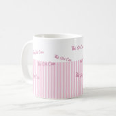 Aangepaste tekst roze koffiemok (Voorkant links)