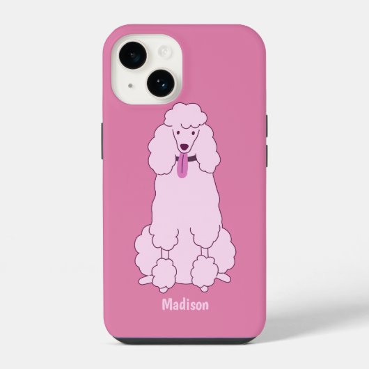 Aangepaste tekst Roze Poodle iPhone Hoesje (Achterkant)