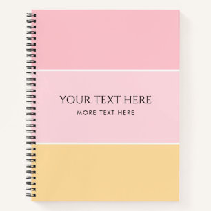 Aangepaste tekst Roze Vanille Geel Gestreepte Sjab Notitieboek