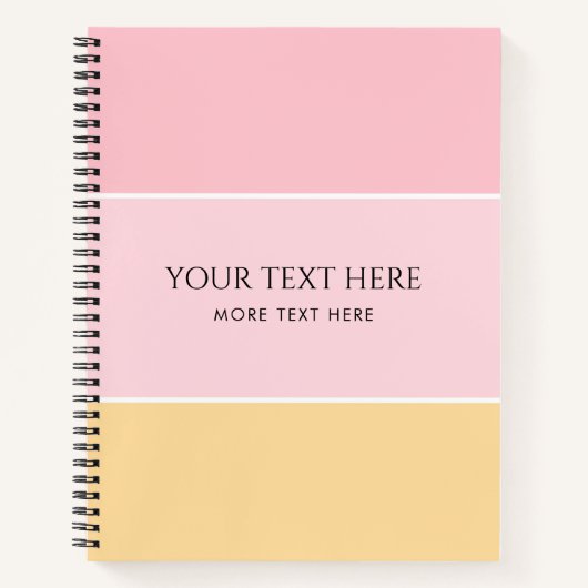 Aangepaste tekst Roze Vanille Geel Gestreepte Sjab Notitieboek (Voorkant)