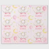 Aangepaste tekst Roze Waterverf Olifant Baby showe Cadeaupapier (Vlak)