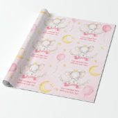 Aangepaste tekst Roze Waterverf Olifant Baby showe Cadeaupapier (Uitgerold)