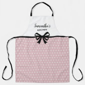 Aangepaste tekst roze witte poka dots schort (Voorkant)