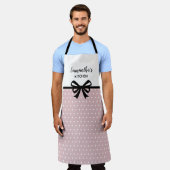 Aangepaste tekst roze witte poka dots schort (Gedragen)