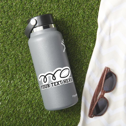 Aangepaste tekst rugbybal gepersonaliseerde sport  sticker (HydroFlask Insitu)