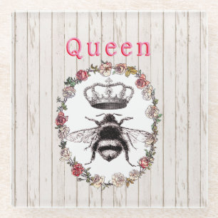 Aangepaste tekst / Rustic Wood Land met grote kroo Glazen Onderzetter