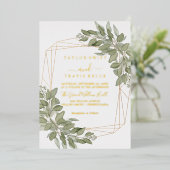 Aangepaste tekst | Rustieke Elegante Groene Waterv Folie Uitnodiging (Staand Voorkant)