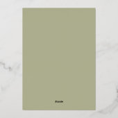 Aangepaste tekst | Rustieke Elegante Groene Waterv Folie Uitnodiging (Achterkant)