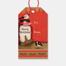 Aangepaste tekst rustieke land kerstcadeau tags cadeaulabel
