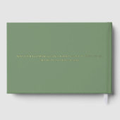 Aangepaste tekst sagegroene gouden letters aan de  gastenboek (Achterkant)