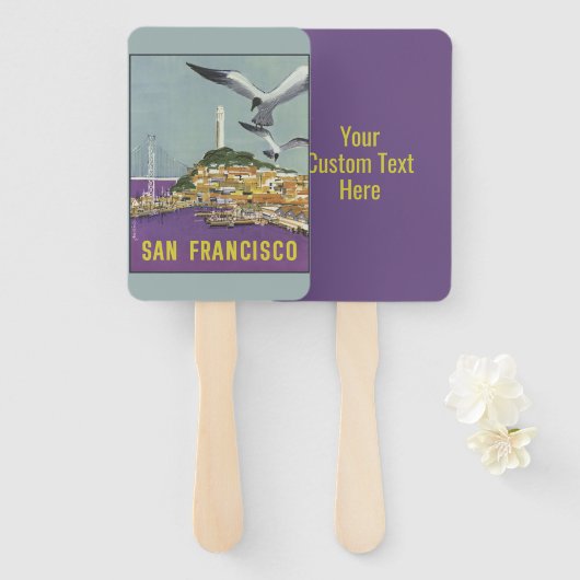 Aangepaste tekst San Francisco vintage-reis Handwaaier (Voorkant en achterkant)
