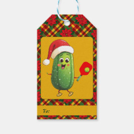 Aangepaste tekst Santa's Pickleball Rally Cadeaulabel