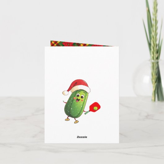 Aangepaste tekst Santa's Pickleball Rally Feestdagen Kaart (Achterkant)