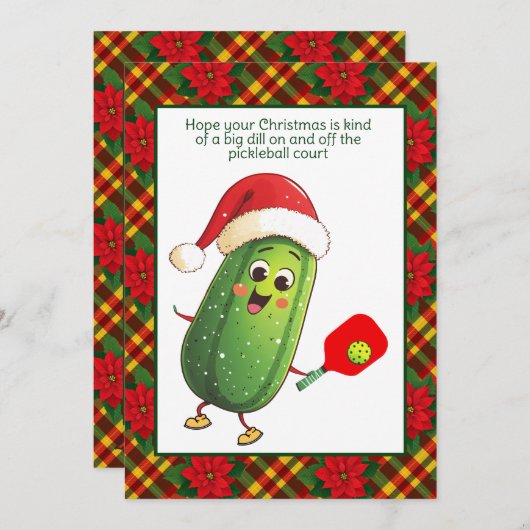 Aangepaste tekst Santa's Pickleball Rally Feestdagenkaart (Voorkant / Achterkant)