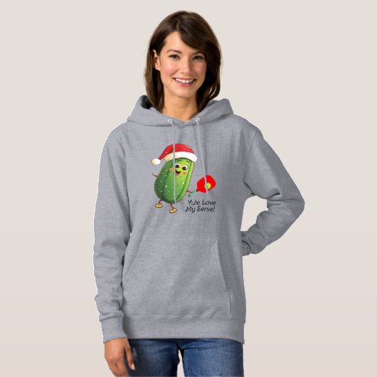 Aangepaste tekst Santa's Pickleball Rally Hoodie (Voorkant volledig)