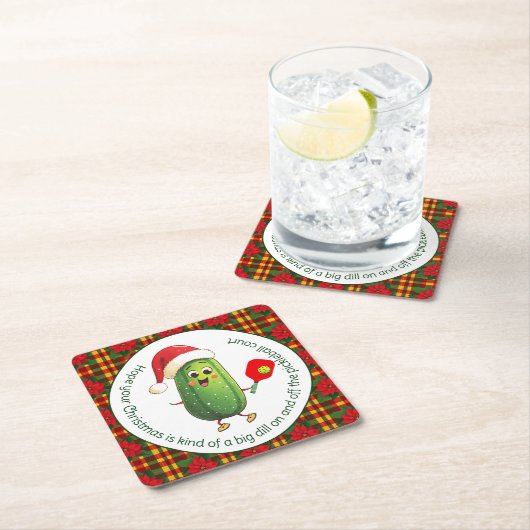 Aangepaste tekst Santa's Pickleball Rally Kartonnen Onderzetters (Insitu)