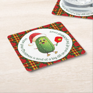 Aangepaste tekst Santa's Pickleball Rally Kartonnen Onderzetters