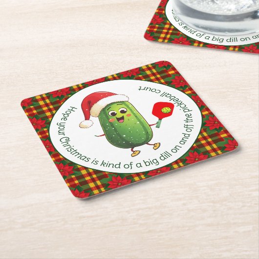 Aangepaste tekst Santa's Pickleball Rally Kartonnen Onderzetters (Schuin)