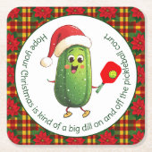 Aangepaste tekst Santa's Pickleball Rally Kartonnen Onderzetters (Voorkant)