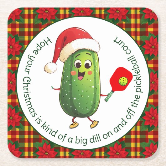 Aangepaste tekst Santa's Pickleball Rally Kartonnen Onderzetters (Voorkant)