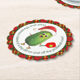 Aangepaste tekst Santa's Pickleball Rally Kartonnen Onderzetters