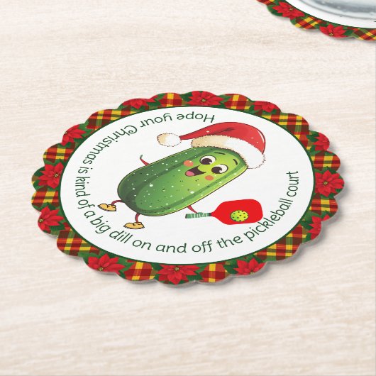 Aangepaste tekst Santa's Pickleball Rally Kartonnen Onderzetters (Gekanteld)