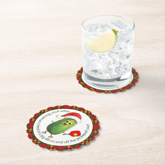 Aangepaste tekst Santa's Pickleball Rally Kartonnen Onderzetters (Insitu)