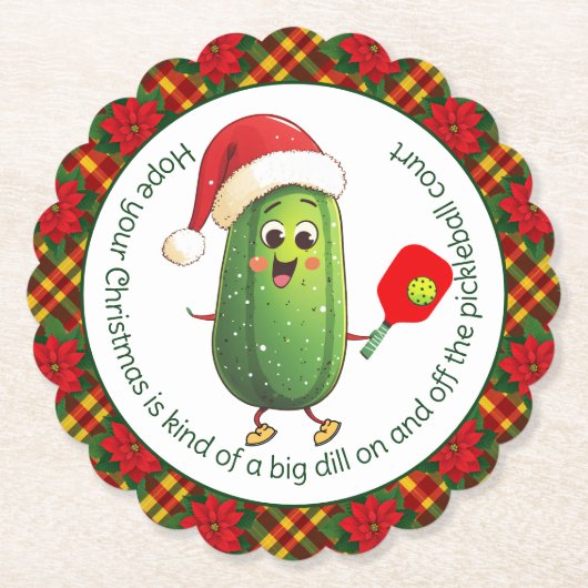 Aangepaste tekst Santa's Pickleball Rally Kartonnen Onderzetters (Voorkant)