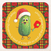 Aangepaste tekst Santa's Pickleball Rally Kartonnen Onderzetters (Voorkant)