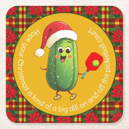 Aangepaste tekst Santa's Pickleball Rally Kartonnen Onderzetters (Voorkant)