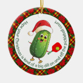 Aangepaste tekst Santa's Pickleball Rally Keramisch Ornament (Voorkant)
