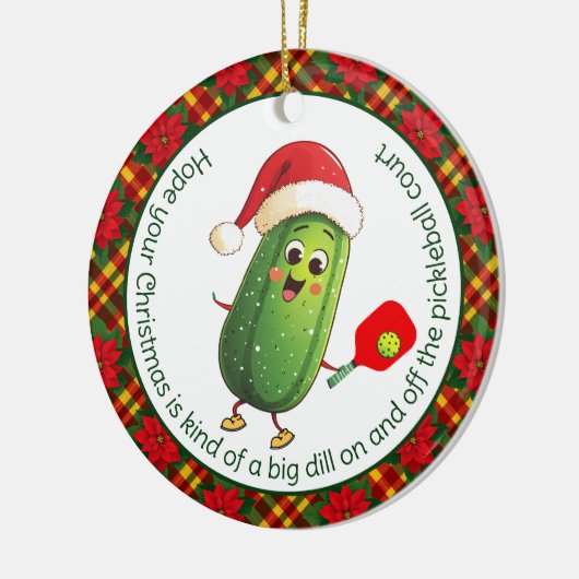 Aangepaste tekst Santa's Pickleball Rally Keramisch Ornament (Links)