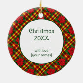 Aangepaste tekst Santa's Pickleball Rally Keramisch Ornament (Achterkant)